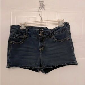 Wallflower Blue Jean Shorts Mid-Length Distressed